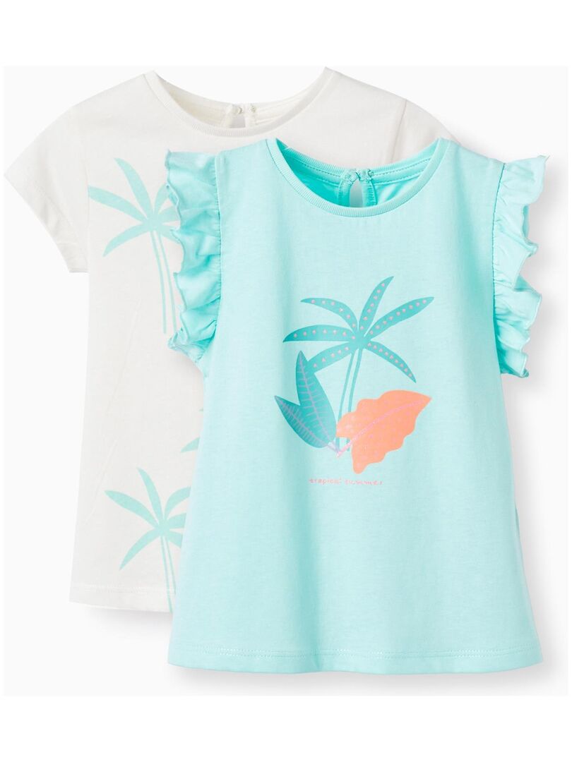 2 T-Shirts En Coton Pour Bébé Fille 'Palmiers' manches courtes EXPLORING AUSTRALIA - Vert clair
