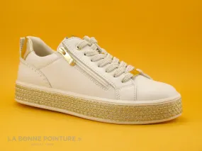 Achat chaussures Marco Tozzi Femme Basket, vente Marco Tozzi 2-23744-42-402 Cream - Sneaker basse femme avec zip et lacet