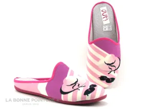 Achat chaussures Ouf ! Femme Pantoufle Chausson, vente Ouf BEINE Fuchsia - Pantoufle mule rose Femme - Chapeau et lunettes