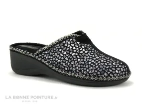 Achat chaussures Semelflex Femme Pantoufle Chausson, vente Semelflex ANGELE Noir - Argent - Pantoufle mule Femme