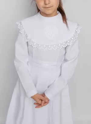 Aube robe de communion pour fille petite cape dentelle et ceinture