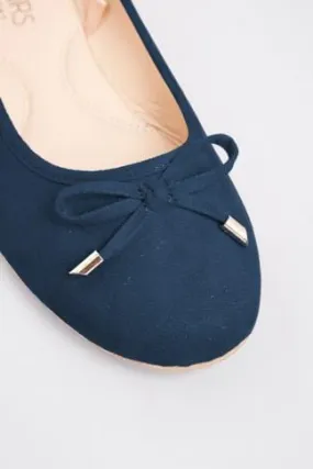 Ballerines Bleues Marine Noeuds Pieds Larges EEE
