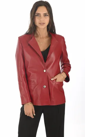 Blazer agneau rouge La Canadienne - La Canadienne - Vestes et 3/4 Cuir Rouge