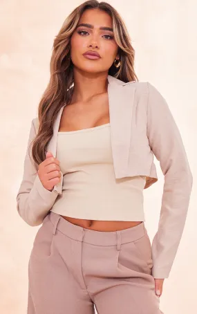 Blazer court avoine effet lin