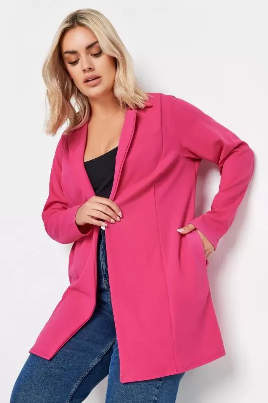 Blazer Long Rose Fushia Manches Longues