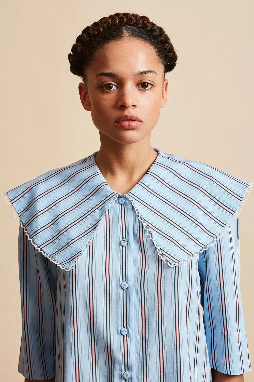 Blouse rayée au large col