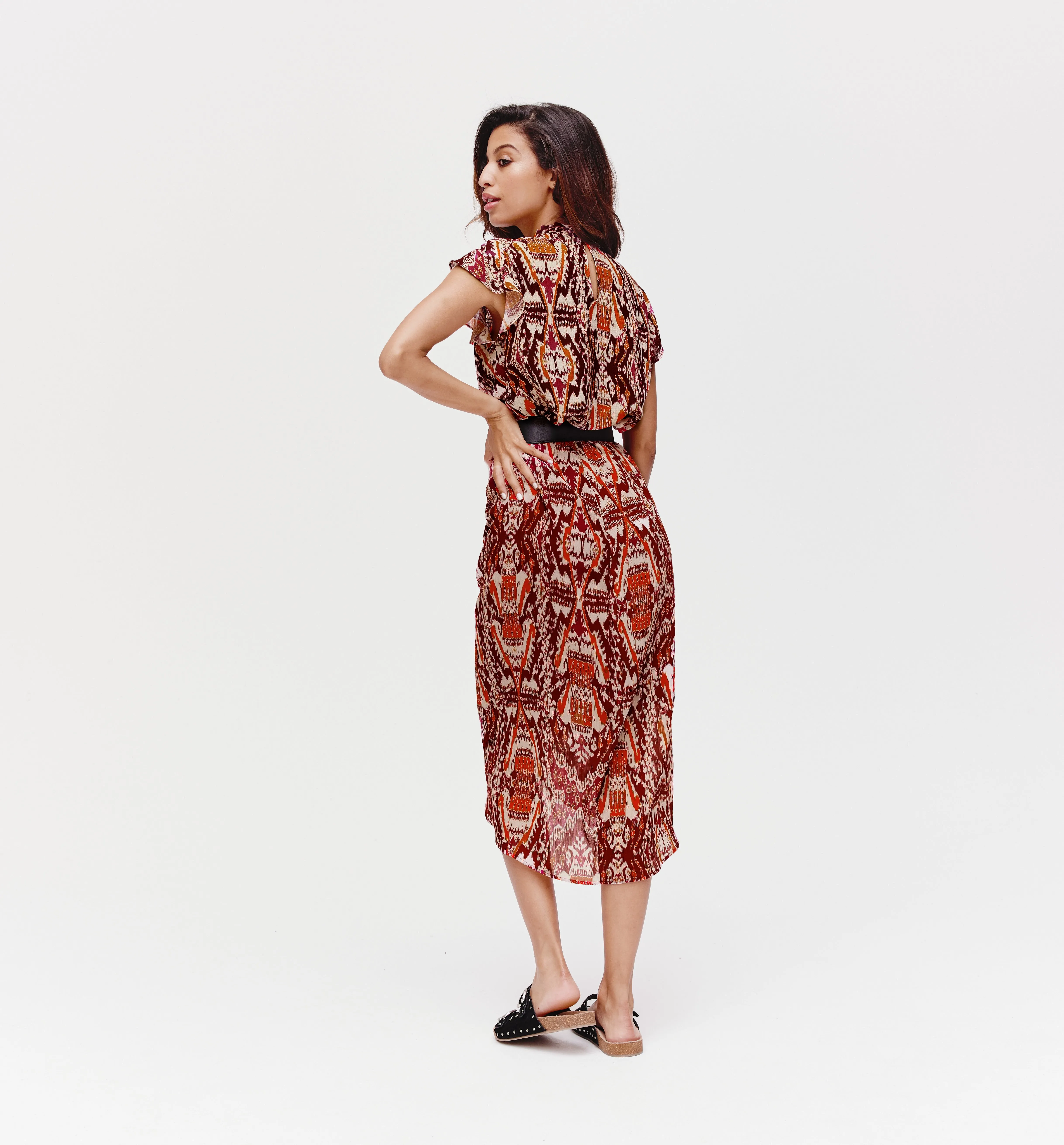 Blouse smockée imprimée - Imprimé rouge
