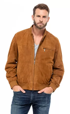 Blouson cuir de chèvre cognac