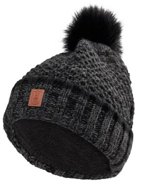 Bonnet tricot à pompon noir DEERHUNTER