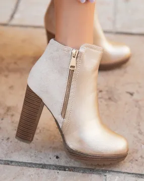 Bottines femme dorées à talon - Inès