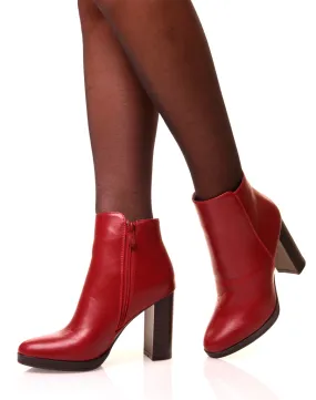 Bottines à talons carrés bordeaux