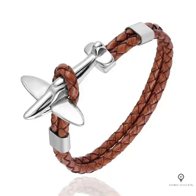 Bracelet Avion de Chasse Argent Marron