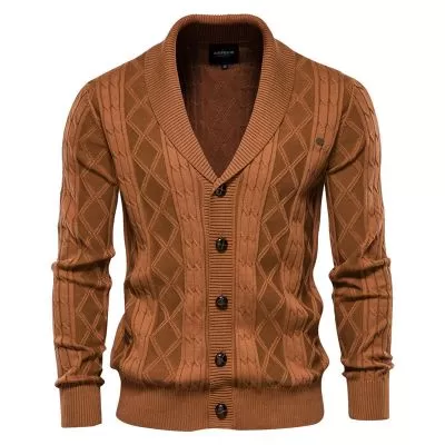 Cardigan torsadé col châle vintage pour homme
