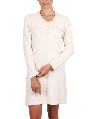 Chemise de nuit manches longues Soft Forest ivoire - Ecru
