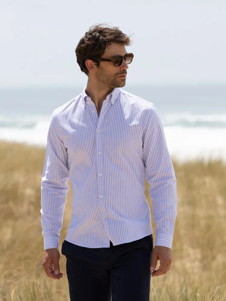 Chemise oxford col américain à rayures