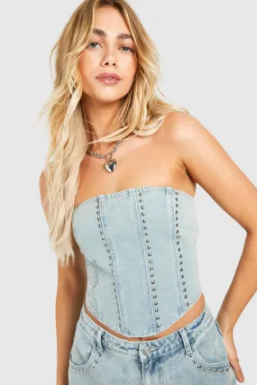 Corset en jean clouté