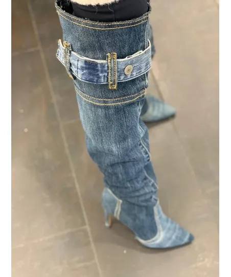 CUISSARDE HANANE JEAN BRUT BLEU