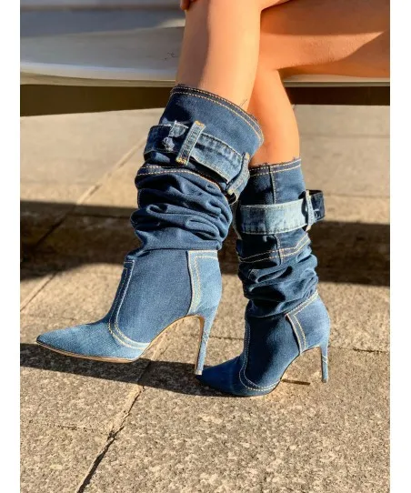CUISSARDE HANANE JEAN BRUT BLEU