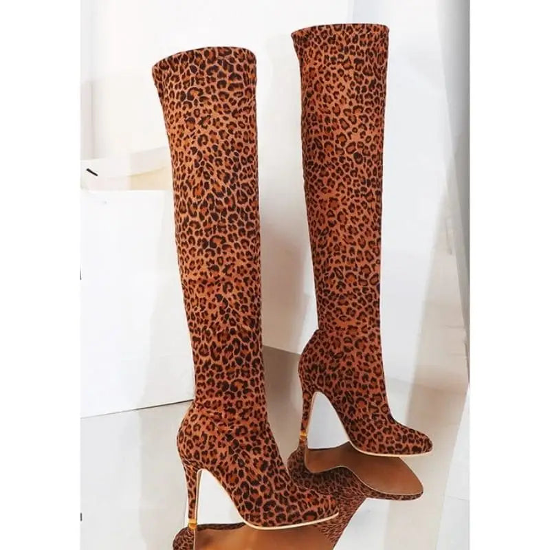 Cuissardes motif léopard marron