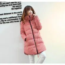 Doudoune Longue à Pois pour Femme avec Col Large Montant
