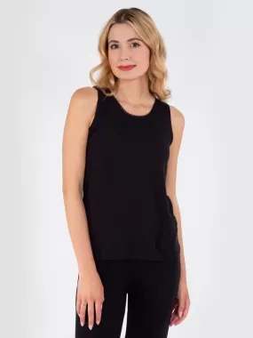 Débardeur Femme maille côtelée Noir - Noir