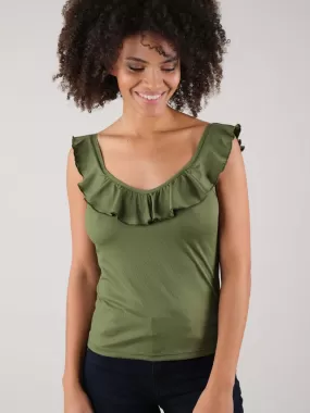 Débardeur pour femme en maille cotelée 'Deeluxe' - Kaki