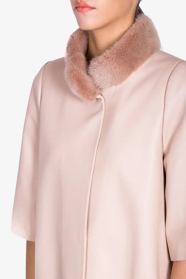 Elora Ascott Manteau en cuir orné de fourrure de vison