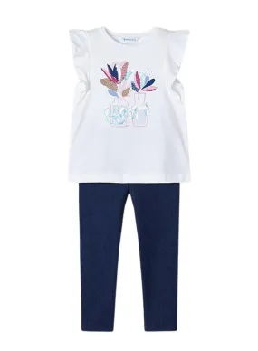 Ensemble Mayoral 2 pièces leggings T-shirt Blanc