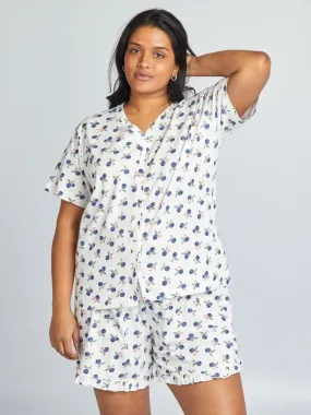 Ensemble pyjama court short + t-shirt - 2 pièces - Blanc