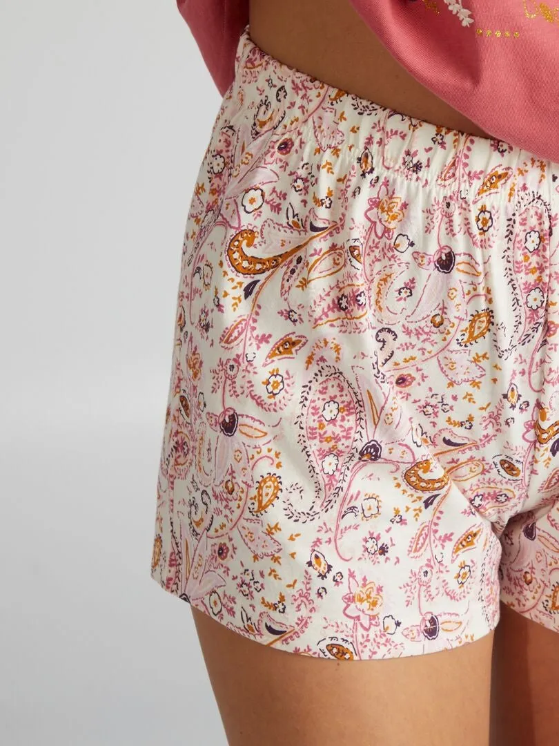 Ensemble pyjama - Short + t-shirt - 2 pièces - Rose