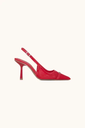 Escarpins slingback à résille rouge