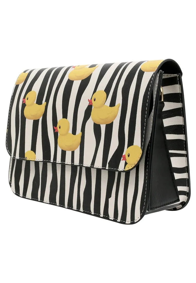 Femme Cuir Vegan Noir Sac à Main - Ducky Motif
