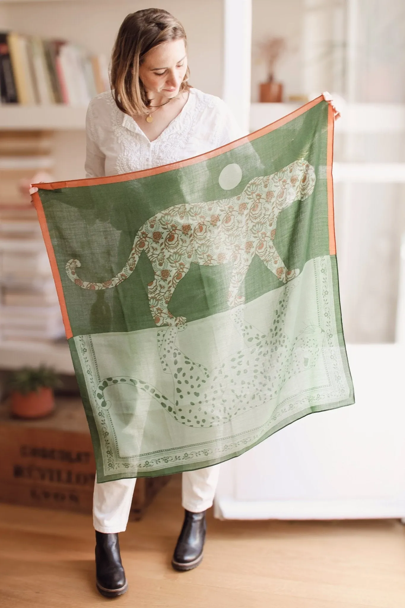 Foulard Laine - Reflet - Vert