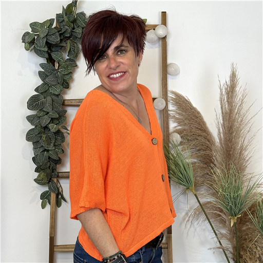 Gilet Court Été Orange - Bleu Clair