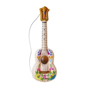 Guitare Gonflable à Motifs Fleurs avec Corde Accessoire de Déguisement
