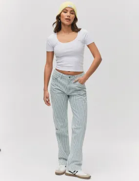 Jean straight rayé