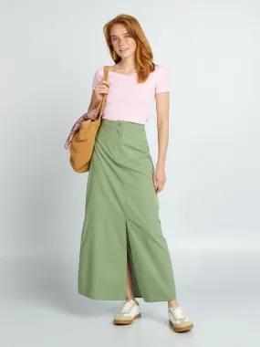 Jupe maxi longue en coton et lin - vert