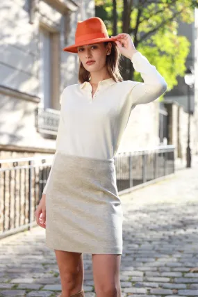 Jupe Trapez en tweed pure laine - Beige