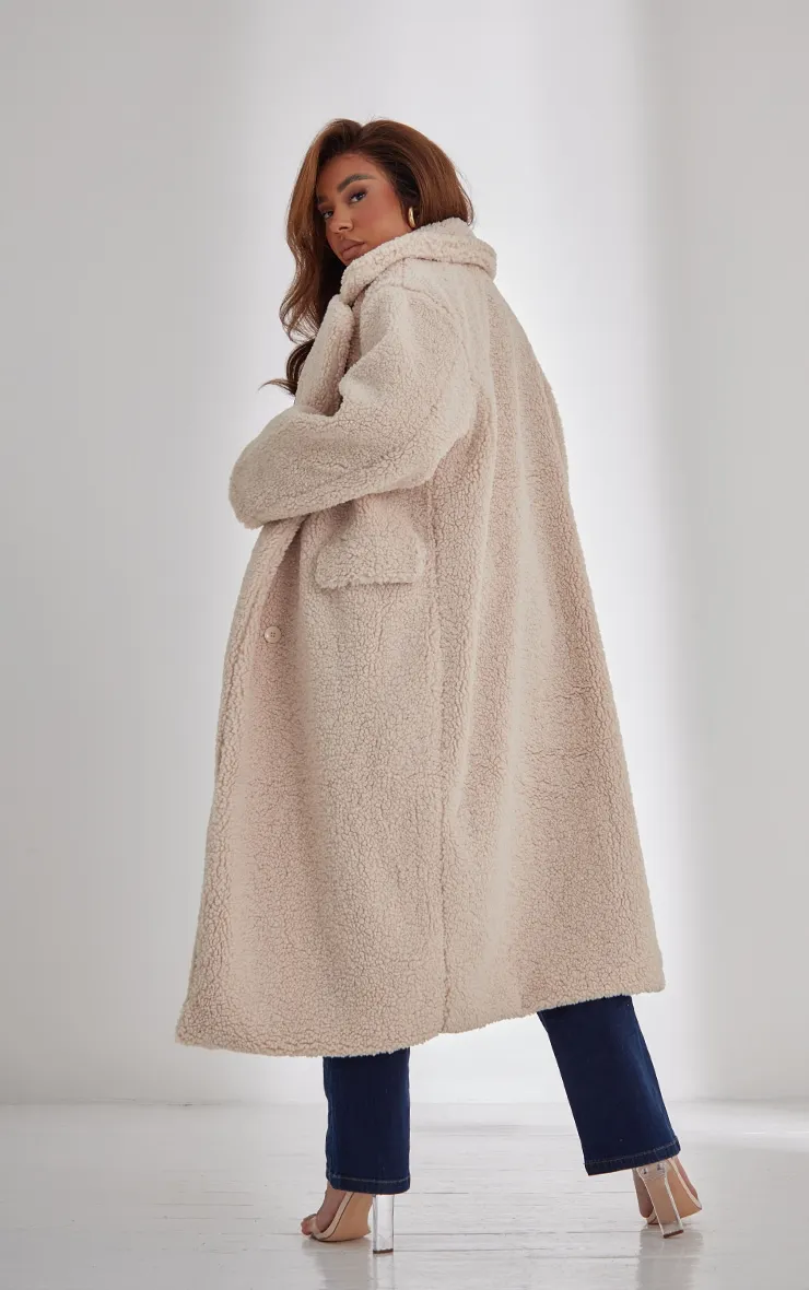 Label PLT Plus Manteau long crème en imitation mouton