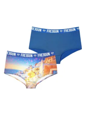 Lot de 2 shortys fille Romantic Cities Bleu Freegun - Bleu