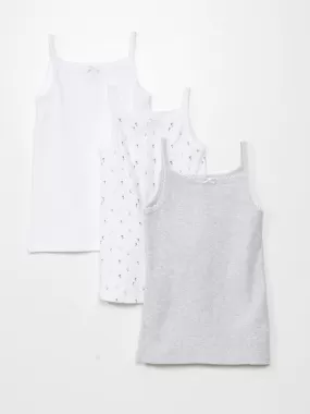 Lot de 3 débardeurs en maille pointelle - Blanc/gris