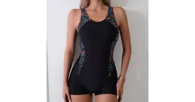 Maillot de bain une pièce col rond pour femme