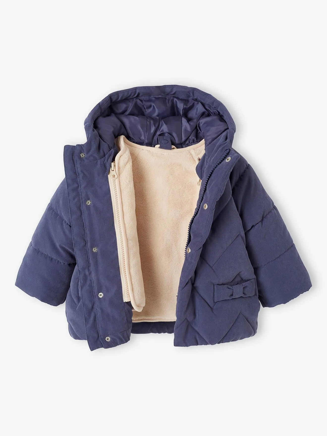 Manteau 3 en 1 bébé matelassé rose - Vertbaudet