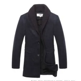 Manteau Blazer pour Homme en Laine avec Bordure Col Interieur Tricot