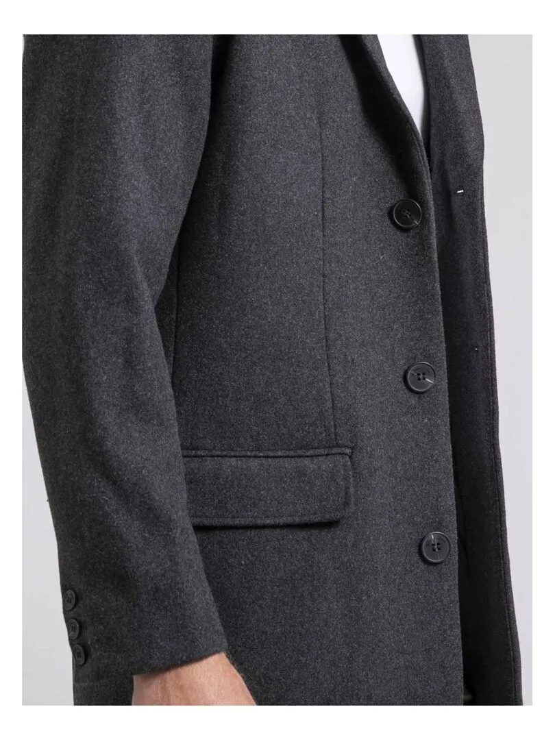 Manteau caban mi-long ZACOT - Gris foncé