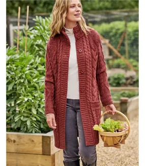 Manteau cardigan en maille irlandaise - Femme - Pure Laine