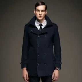 Manteau hiver homme double boutonnage col haut