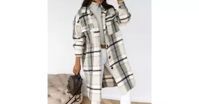 Manteau long fermeture boutons pour femmes