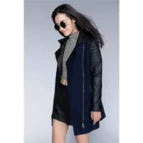 Manteau Long Manches Cuir pour Femme Perfecto Bimatière