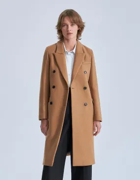 Manteau long sienne à boutonnage croisé Femme